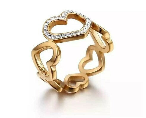 Sortija -SS LINKS HEART  (316L) GOLD S6